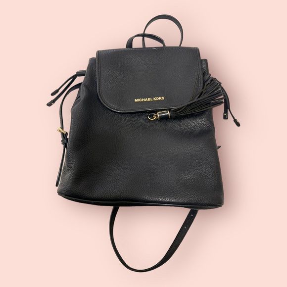 Michael Kors Black‎ Pebbled Leather Backpack - Picture 1 of 8
